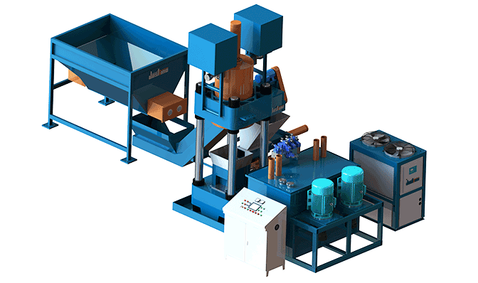 金属短屑集中供料压饼方案