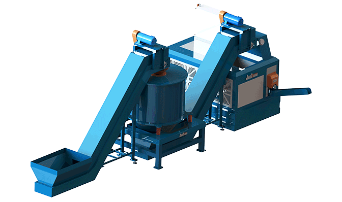 金属短屑甩干压饼方案