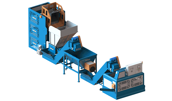 金属刨花提升翻转撕碎压饼方案