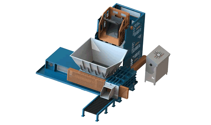 金属屑提升翻转打包方案